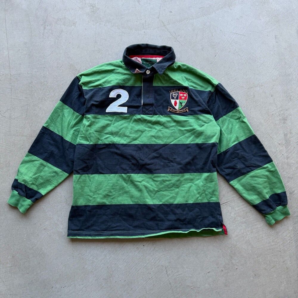 Lansdowne Heritage Collection Polo Rugby Shirt Mens Large Ireland Logo Striped